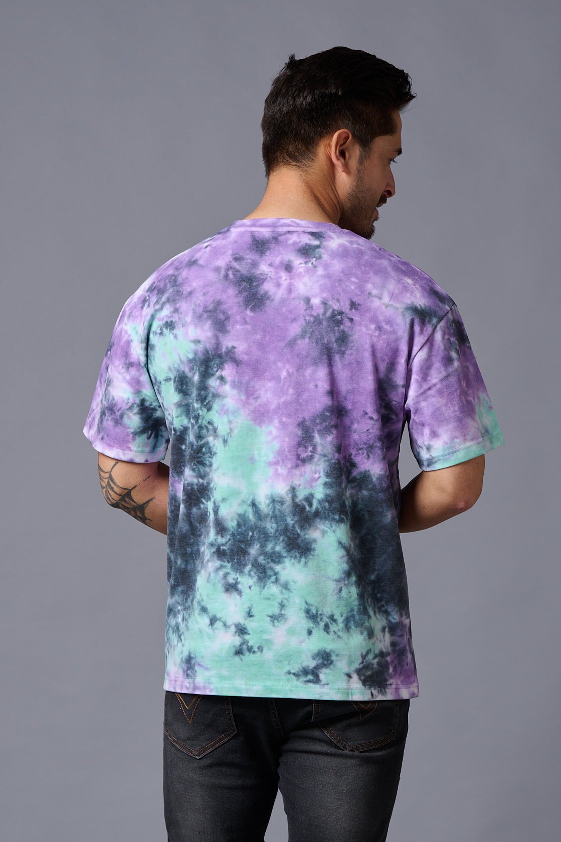 Hustle Printed Tye Die Oversized T-Shirt for Men - Go Devil