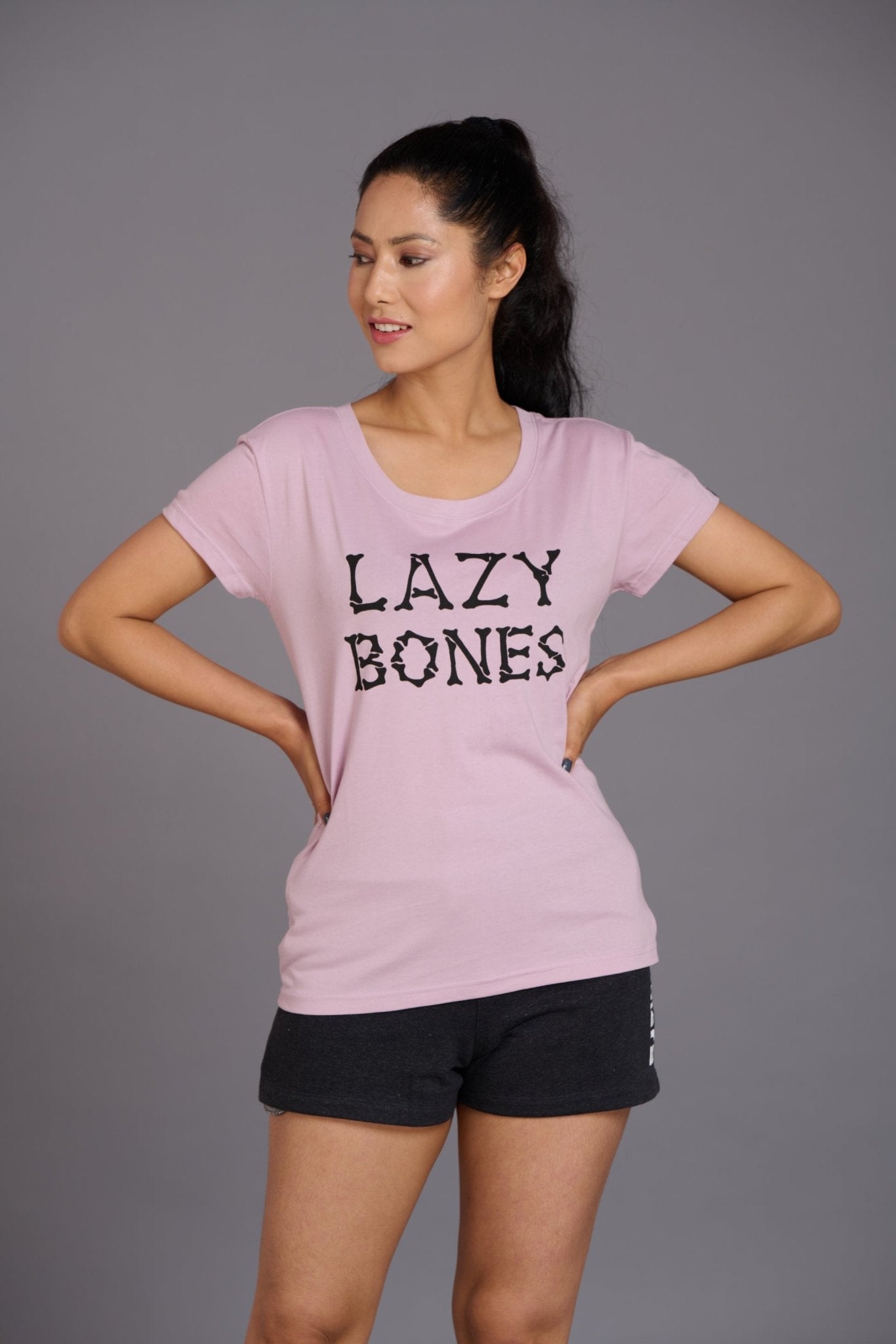 Lazy Bones Printed Lavender Oversized T-Shirt for Women - Go Devil