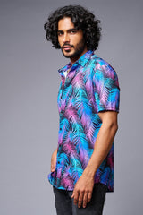 Leaves (in Gradient) Printed Black Co-ord Set for Men - Go Devil
