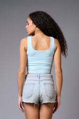 Light Blue Crop Top Crop Top for Women - Go Devil