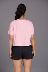 Light Pink Angelic Printed Oversized T-Shirt for Women - Go Devil