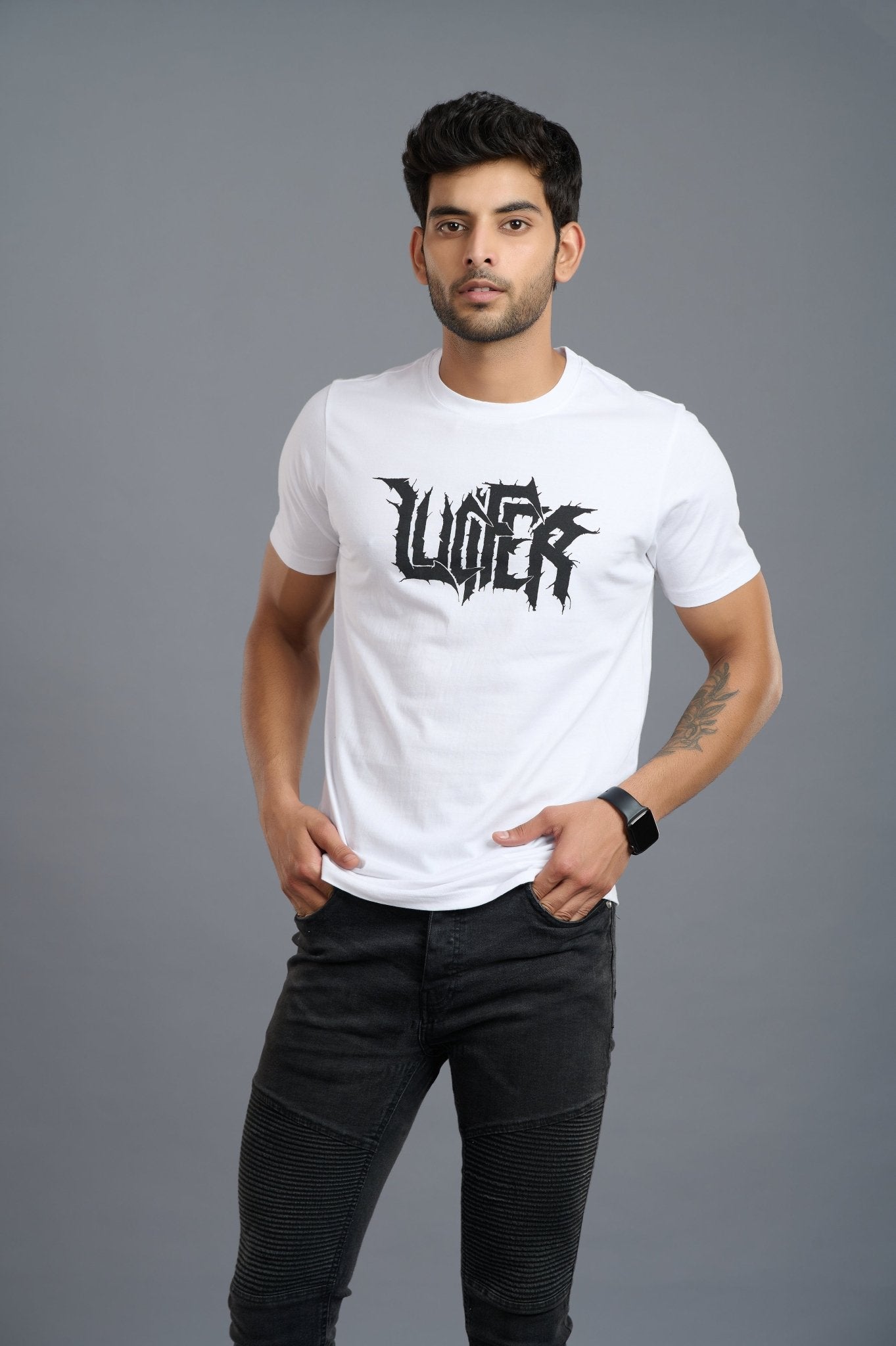 LUCIFER White T-shirt for Men - Go Devil