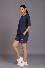 Navy Melange Premium Cotton Co-ord Set for Women - Go Devil