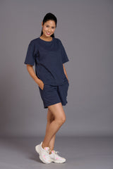 Navy Melange Premium Cotton Co-ord Set for Women - Go Devil