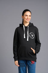 Never Give Up (in Green) Printed Black Hoodie for Women - Go Devil