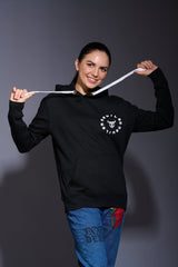 Never Give Up (in Green) Printed Black Hoodie for Women - Go Devil
