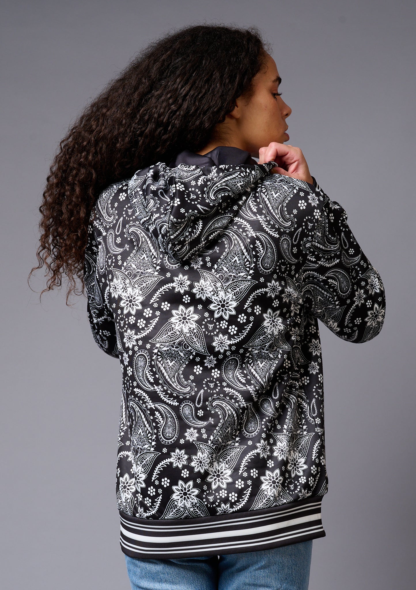 Paisely Design Printed Black Hoodie for Men - Go Devil