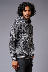 Paisely Design Printed Black Hoodie for Men - Go Devil