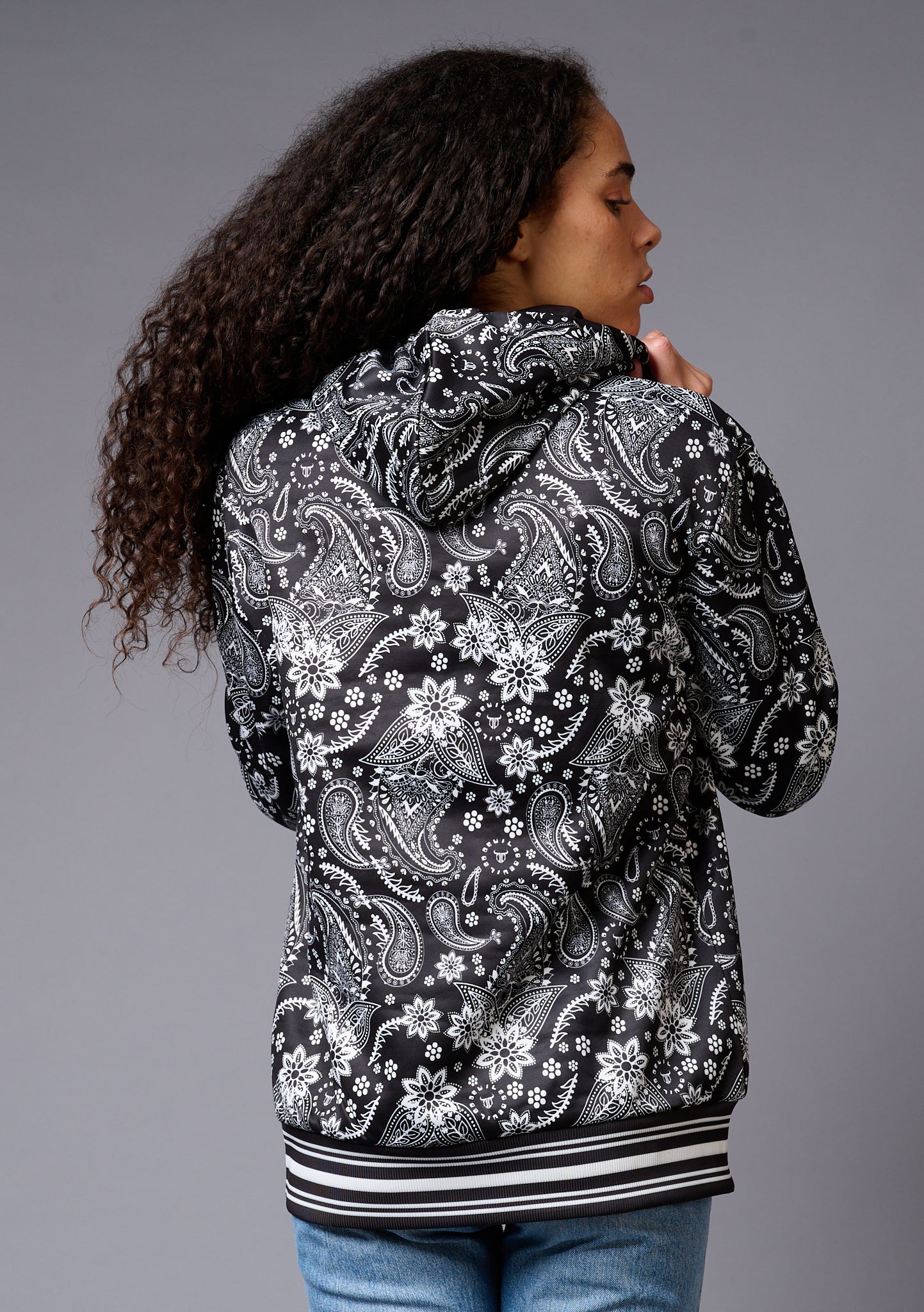 Paisely Design Printed Black Hoodie for Men - Go Devil