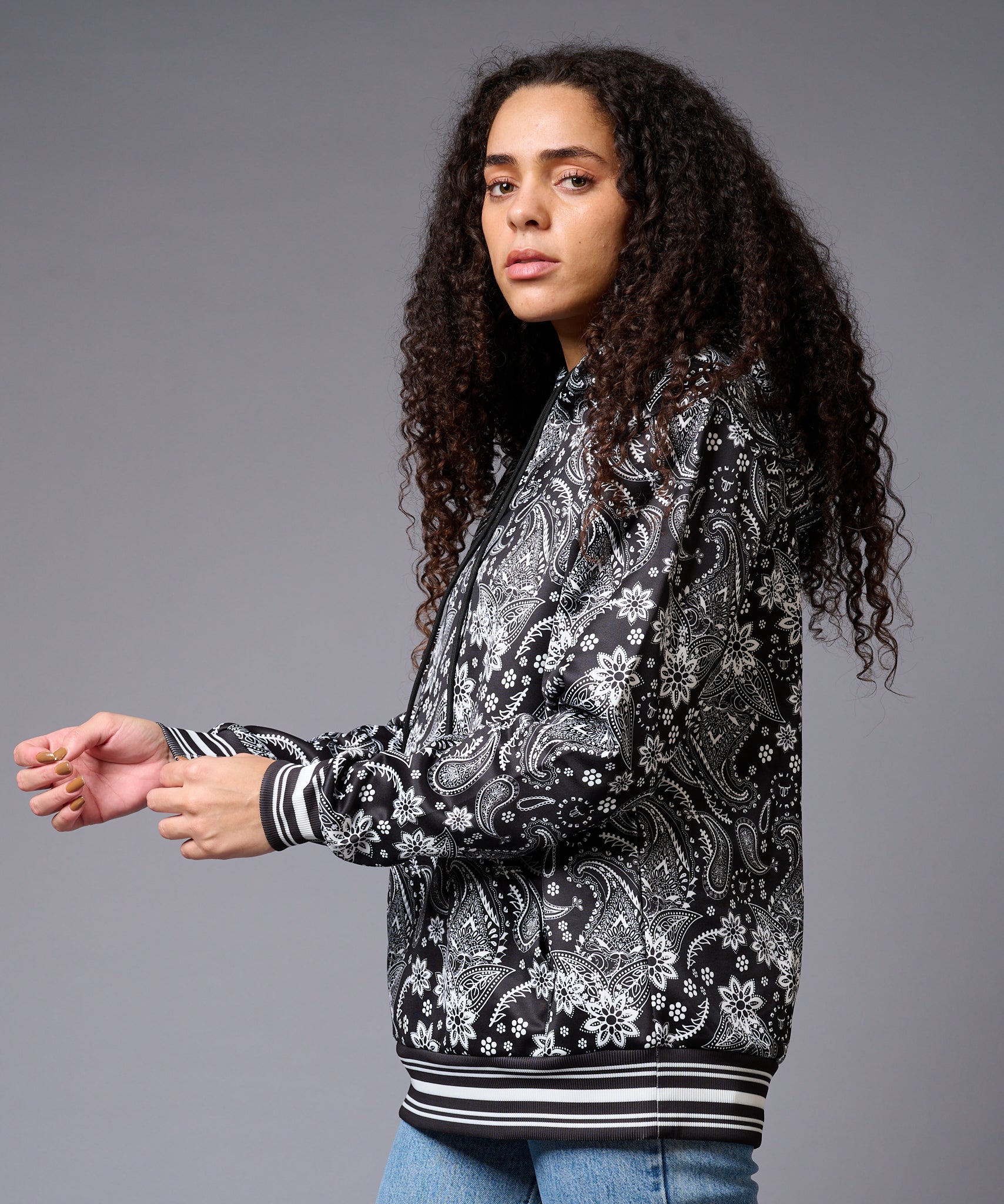 Paisely Design Printed Black Hoodie for Men - Go Devil