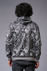 Paisely Design Printed Black Hoodie for Men - Go Devil