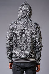 Paisely Design Printed Black Hoodie for Men - Go Devil