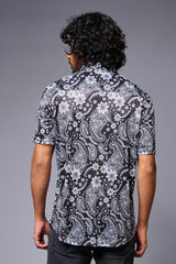 Paisely Design Printed Black Shirt for Men - Go Devil