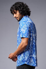 Paisely Design Printed Blue Shirt for Men - Go Devil