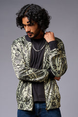 Paisely Design Printed Green Bomber Jacket for Men - Go Devil
