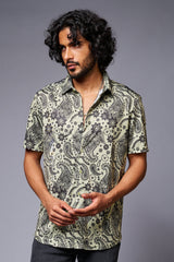 Paisely Design Printed Green Shirt for Men - Go Devil