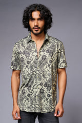 Paisely Design Printed Green Shirt for Men - Go Devil