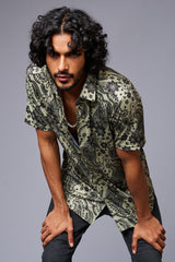 Paisely Design Printed Green Shirt for Men - Go Devil