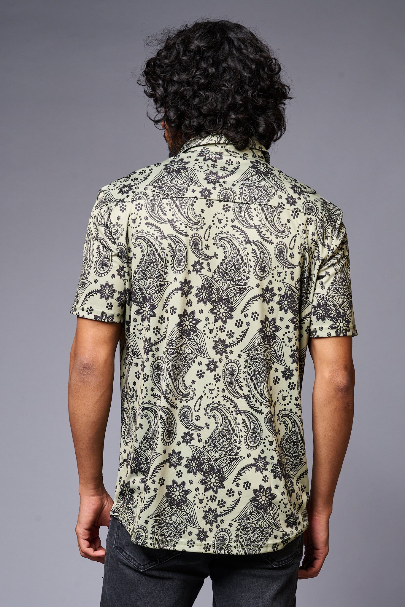 Paisely Design Printed Green Shirt for Men - Go Devil