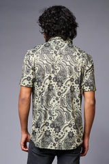 Paisely Design Printed Green Shirt for Men - Go Devil