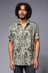 Paisely Design Printed Green Shirt for Men - Go Devil