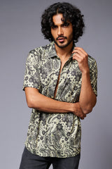 Paisely Design Printed Green Shirt for Men - Go Devil