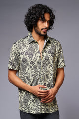 Paisely Design Printed Green Shirt for Men - Go Devil