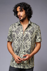 Paisely Design Printed Green Shirt for Men - Go Devil