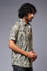 Paisely Design Printed Green Shirt for Men - Go Devil
