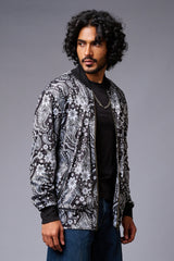 Paisely Design Printed (in white) Black Bomber Jacket for Men - Go Devil