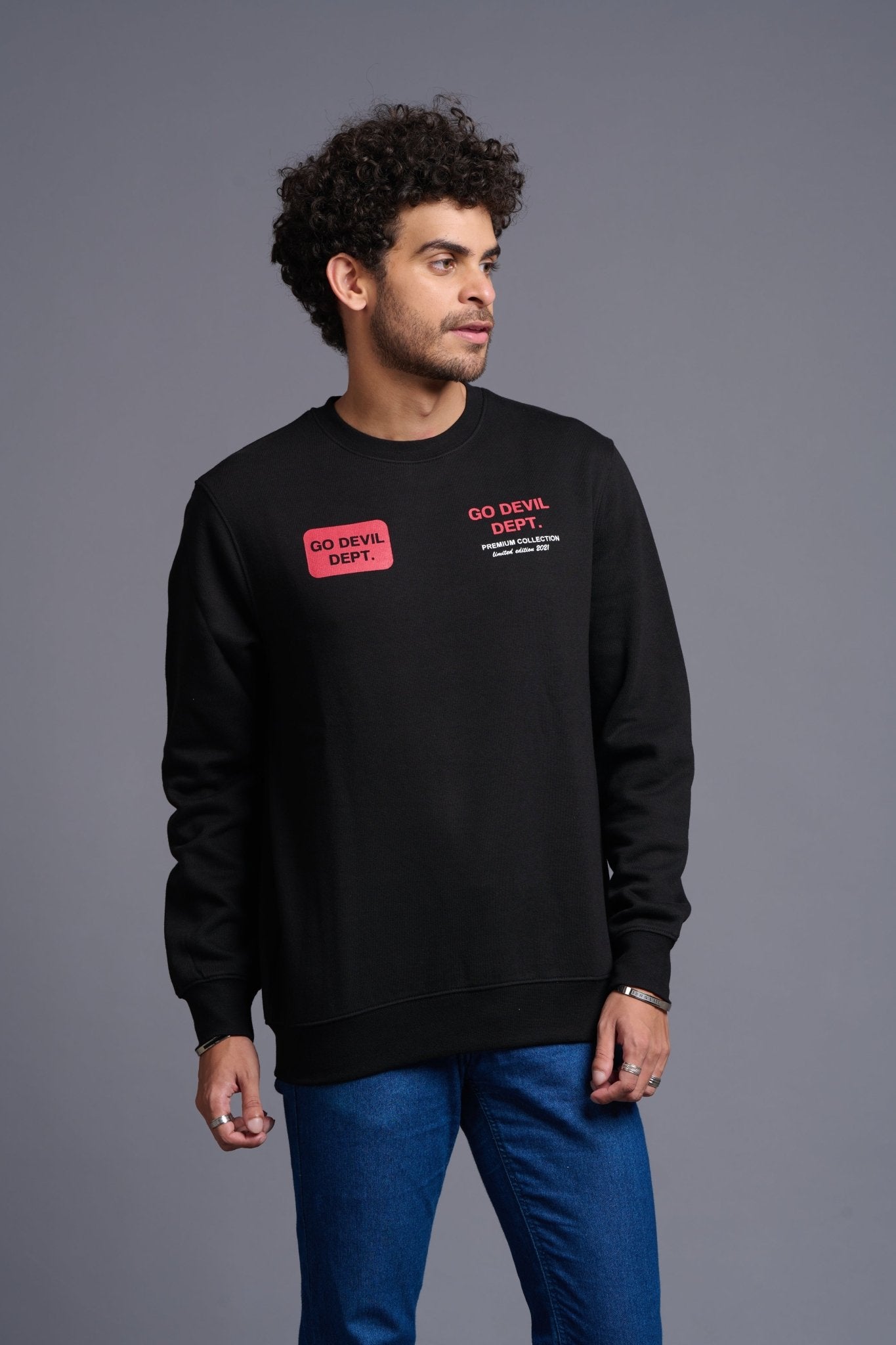 Property of Go Devil in Red Printed Black Sweatshirt for Men - Go Devil