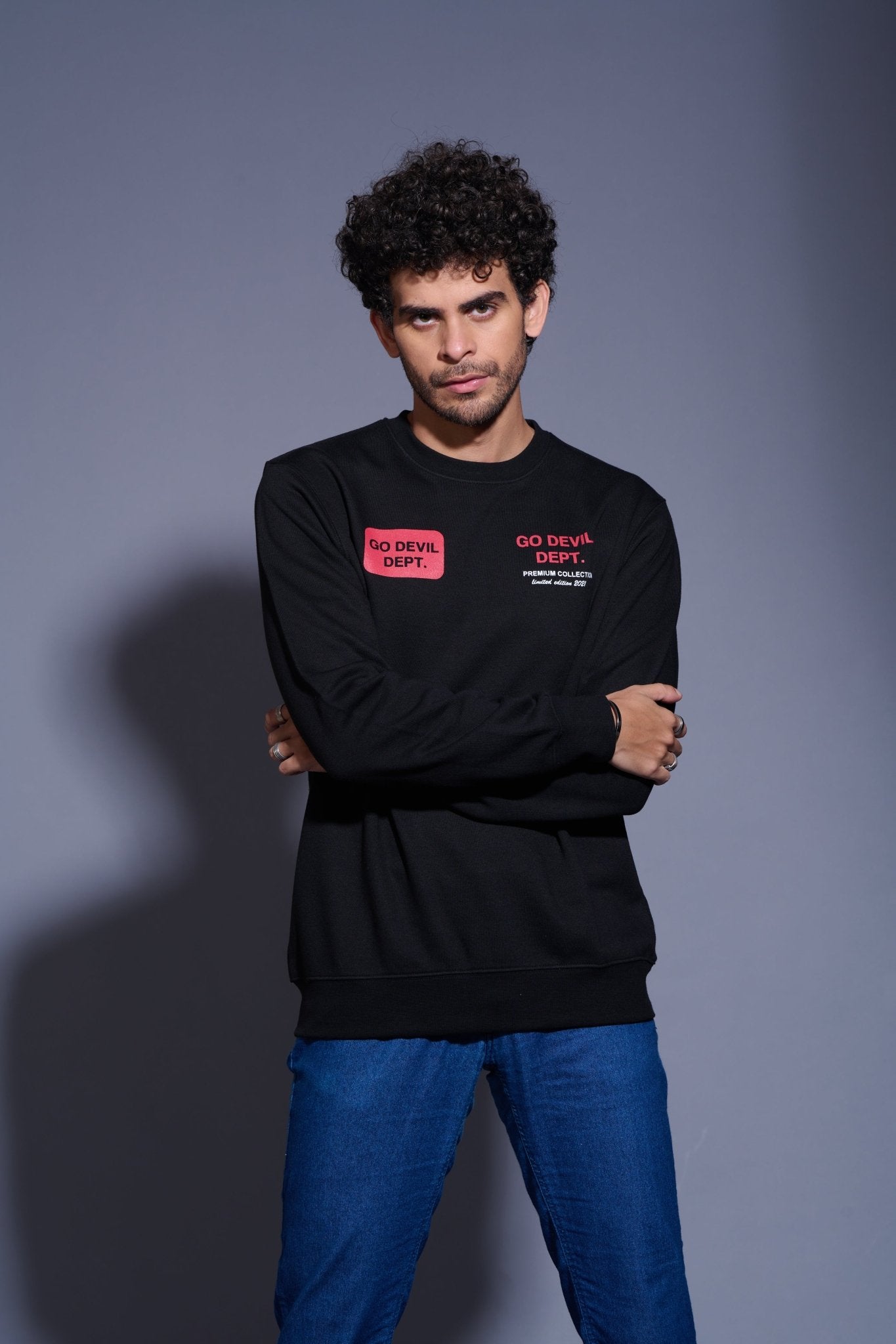 Property of Go Devil in Red Printed Black Sweatshirt for Men - Go Devil