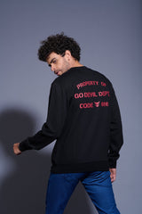 Property of Go Devil in Red Printed Black Sweatshirt for Men - Go Devil