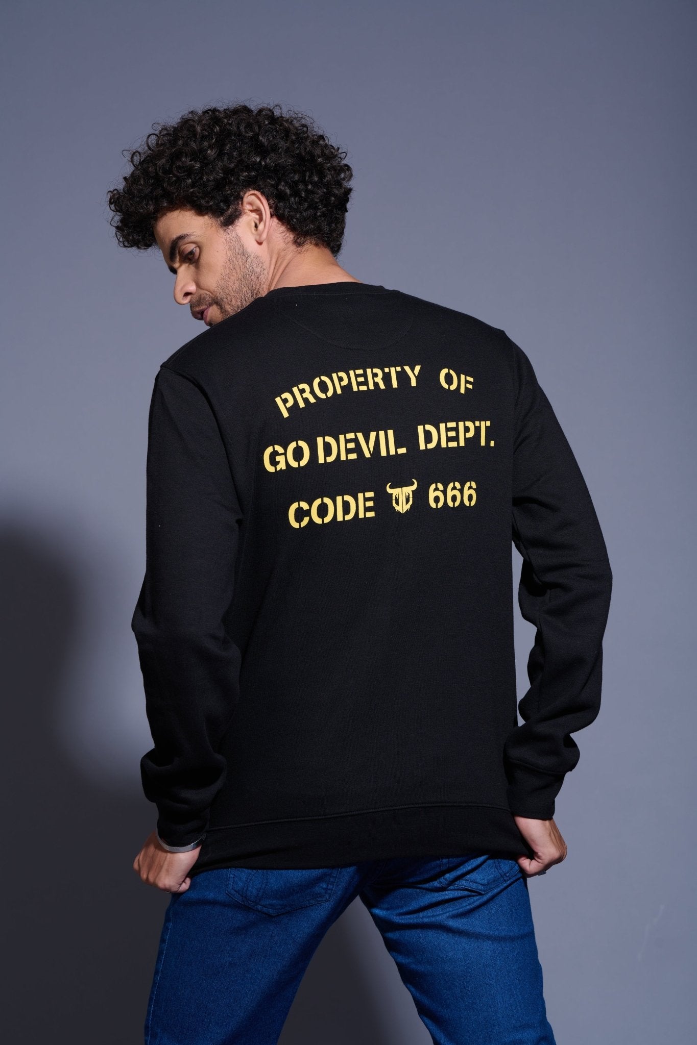 Property of GoDevil Printed Black Sweatshirt for Men - Go Devil