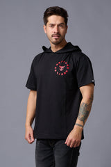 Red Devil Printed Hooded Oversized T-Shirt for Men - Go Devil
