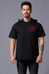 Red Devil Printed Hooded Oversized T-Shirt for Men - Go Devil