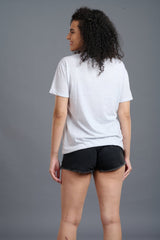 Rise & Slay Printed White Oversized T-Shirt for Women - Go Devil