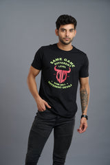 Same Game with Different Level Printed Black T-shirt - Go Devil