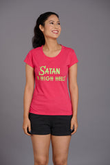 Satan In High Heels Pink Melange Oversized T-Shirt for Women - Go Devil