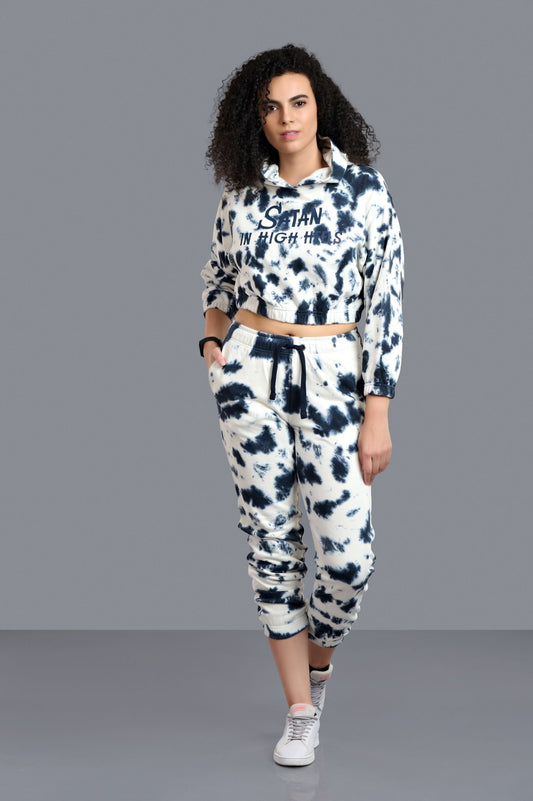 Satan In High Heels Printed Black & White Co-ord Set for Women - Go Devil