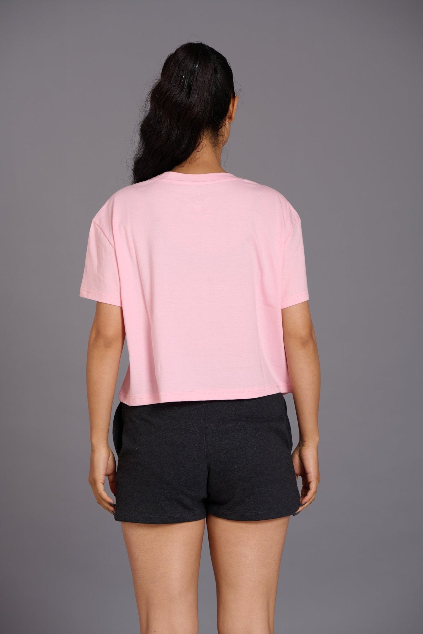 Satan in High Heels Printed Light Pink Oversized T-Shirt for Women - Go Devil