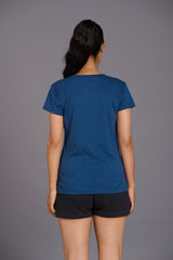 Satan Saves Printed Navy Blue T-Shirt for Women - Go Devil
