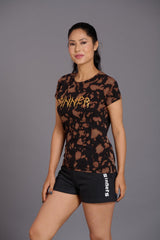 Sinner Printed Black & Brown T-Shirt for Women - Go Devil