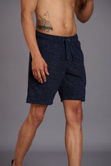 Skull & I Don’t Care Printed Navy Slub Shorts for Men - Go Devil