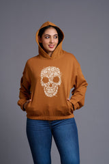 Skull Printed Camel Hoodie for Women - Go Devil
