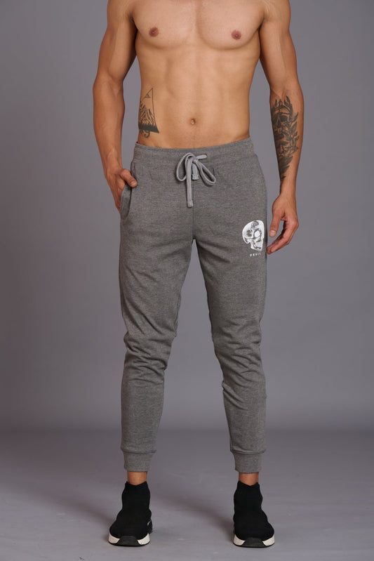 Skull Printed Grey Joggers for Men - Go Devil