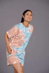 Sky Blue & Brown Premium Co-ord Set for Women - Go Devil