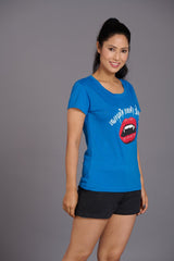 Vampire Printed Blue T-Shirt for Women - Go Devil