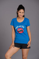 Vampire Printed Blue T-Shirt for Women - Go Devil