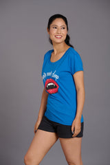 Vampire Printed Blue T-Shirt for Women - Go Devil